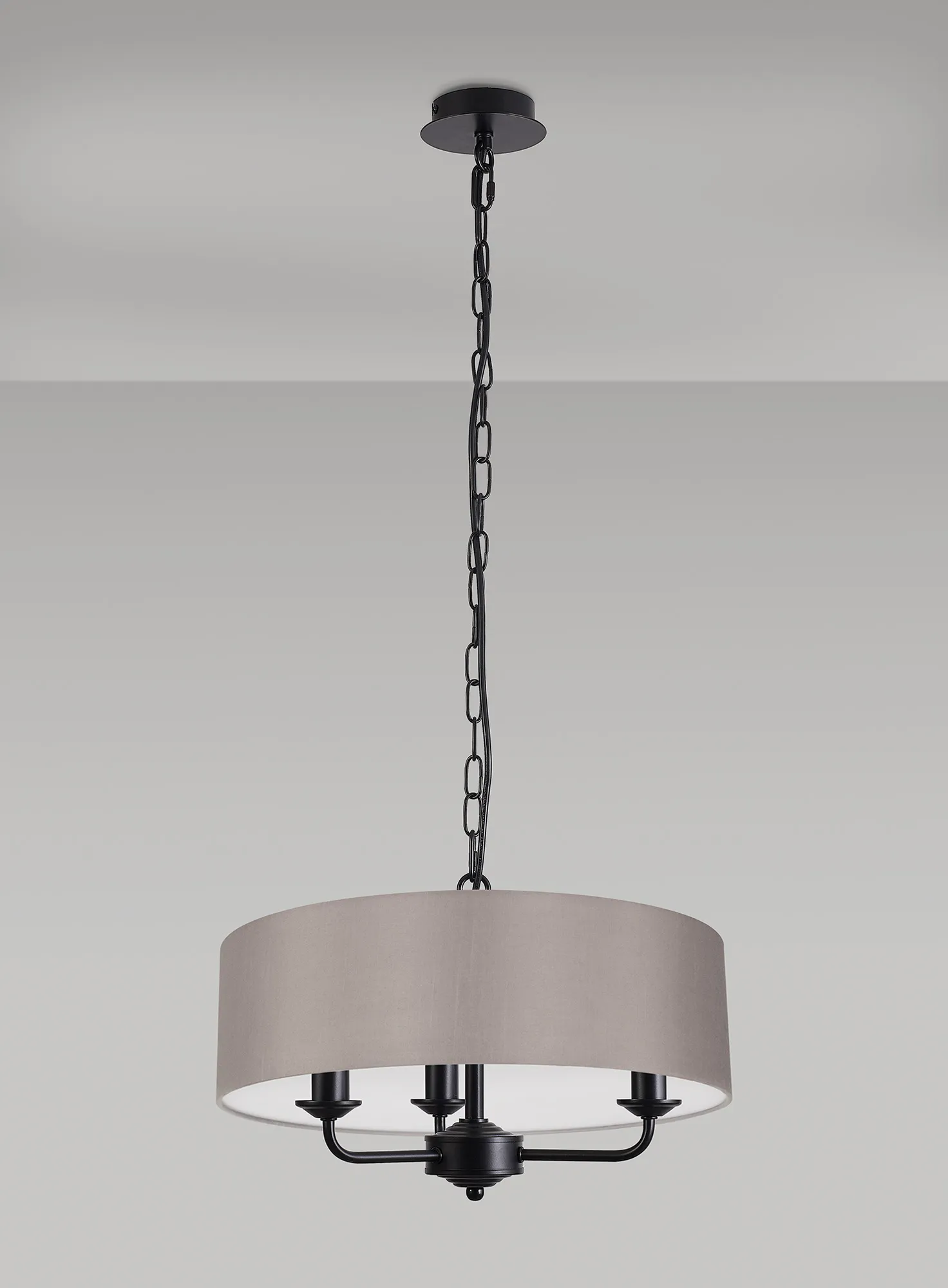 Banyan 45cm 3 Light Pendant Matt Black, Grey DK1010  Deco Banyan MB GR